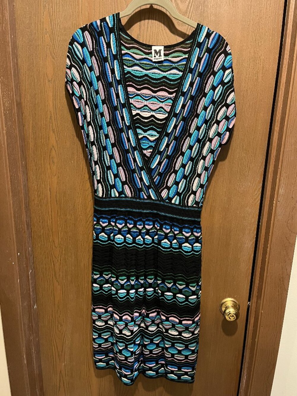 M Missoni knit geometric Knit dress deep vneck lined skirt US 8